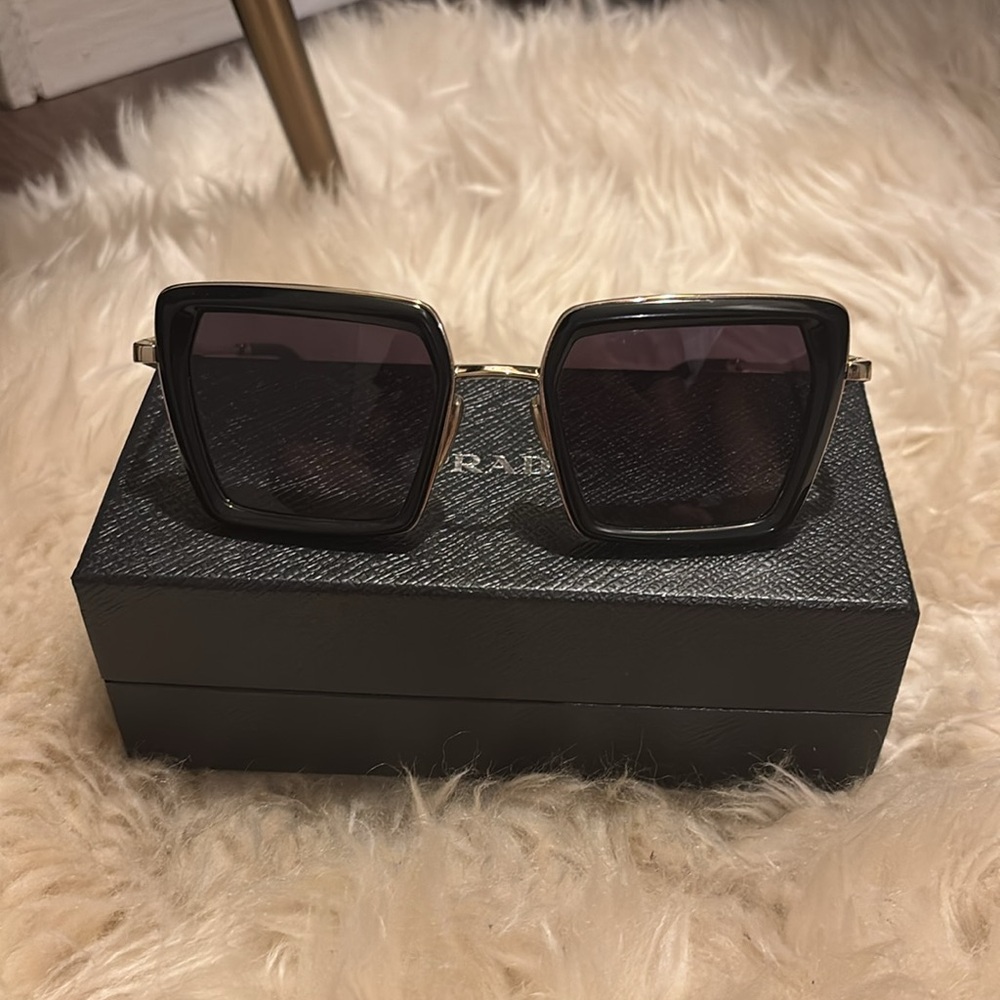 Prada square and gold sunglasses